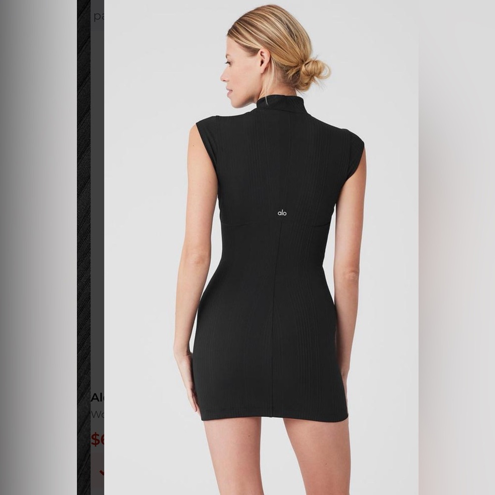 Authentic ALO Yoga Black Ribbed Mini Dress